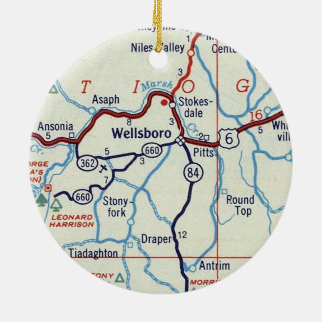 Wellsboro PA Ceramic Tree Decoration (Back)