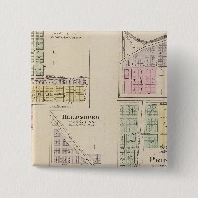 Wellsville, Emmerson, Reedsburg, Princeton, Kansas 15 Cm Square Badge (Front)