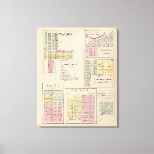 Wellsville, Emmerson, Reedsburg, Princeton, Kansas Canvas Print (Front)