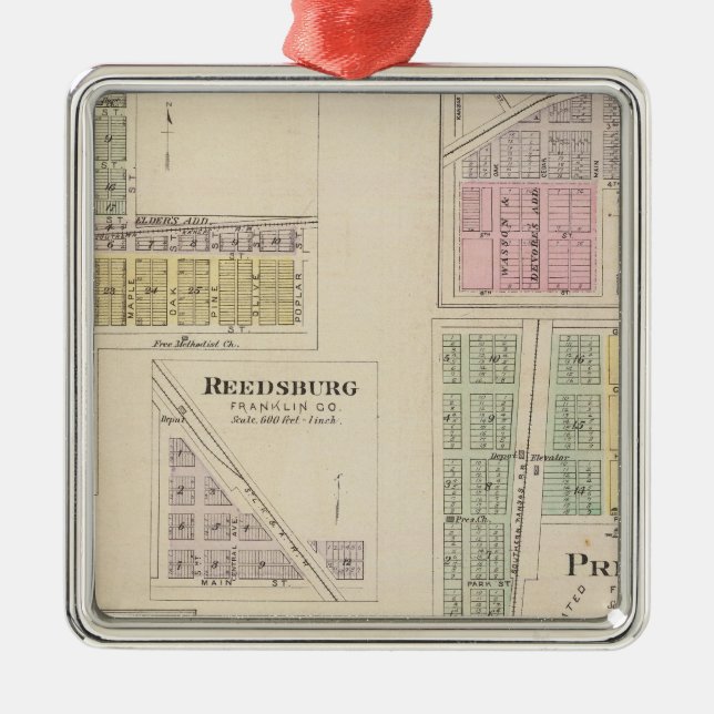 Wellsville, Emmerson, Reedsburg, Princeton, Kansas Metal Tree Decoration (Front)