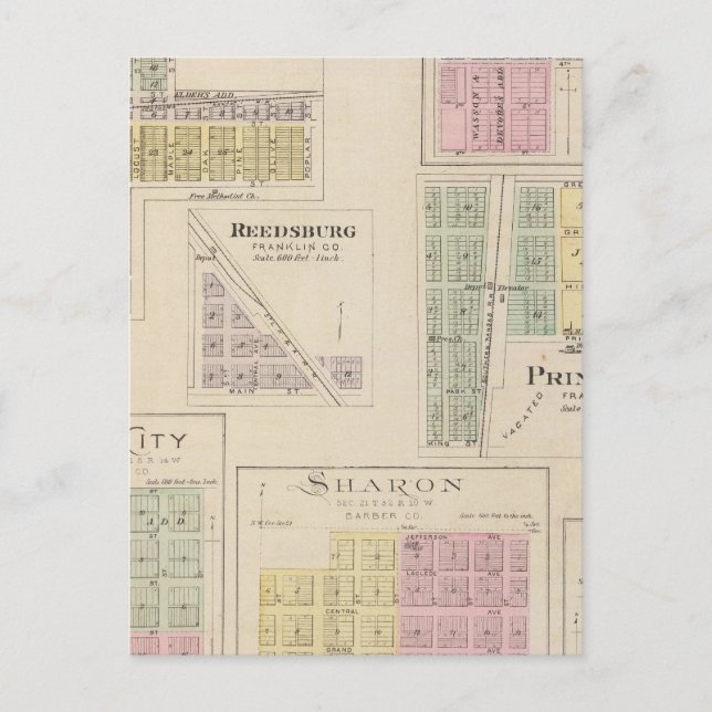 Wellsville, Emmerson, Reedsburg, Princeton, Kansas Postcard (Front)
