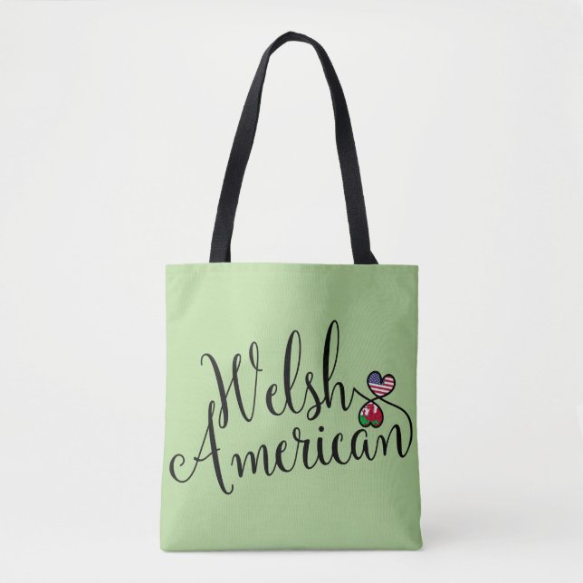 Welsh American Entwined Hearts Grocery Bag (Front)