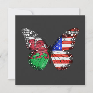 Welsh American Flag Butterfly Invitation