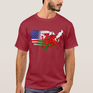 Welsh American Flags & Map T-Shirt