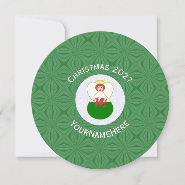 Welsh Angel Christmas Flag Personalised  Invitation (Front)