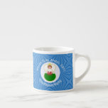 Welsh Angel Hanukkah Flag  Espresso Cup<br><div class="desc">Design features an angel, wearing the flag of Wales, flying in a white circle of squiggly squares. The background shows blue squiggly squares for Hanukkah celebrations. Above the angel are the words WELSH HANUKKAH ANGEL and a space for the year. Below, add a name to personalise or to create a...</div>