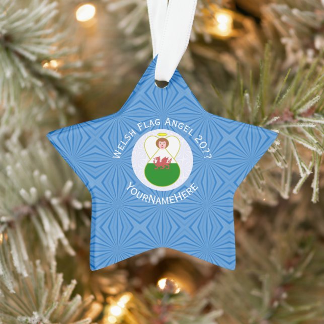 Welsh Angel Hanukkah Flag Personalised  Ornament (Tree)