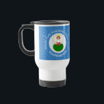 Welsh Angel Hanukkah Flag  Travel Mug<br><div class="desc">Design features an angel, wearing the flag of Wales, flying in a white circle of squiggly squares. The background shows blue squiggly squares for Hanukkah celebrations. Above the angel are the words WELSH HANUKKAH ANGEL and a space for the year. Below, add a name to personalise or to create a...</div>