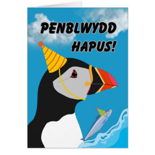 Welsh Birthday Penblwydd Hapus Puffin