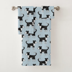 Welsh Border Collie Sheep Dog Blue Bath Towel Set
