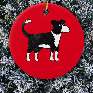 Welsh Border Collie Sheep Dog Ceramic Tree Decoration