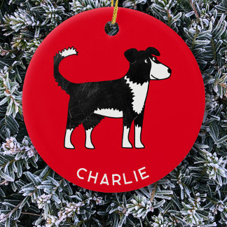 Welsh Border Collie Sheep Dog Personalised Ceramic Tree Decoration