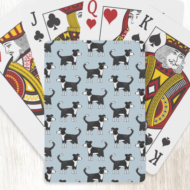 Welsh Border Collie Sheepdog Pattern Playing Cards (Fun Welsh Border Collie Sheepdog art playing cards)