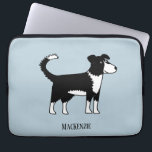 Welsh Border Collie Sheepdog Personalised Laptop Sleeve<br><div class="desc">An adorable black and white Welsh Border Collie sheepdog.  These gorgeous and intelligent working dogs are great for animal lovers,  shepherds and farmers. And anyone else too!  Original art by Nic Squirrell.

Change or remove the name to customise.</div>
