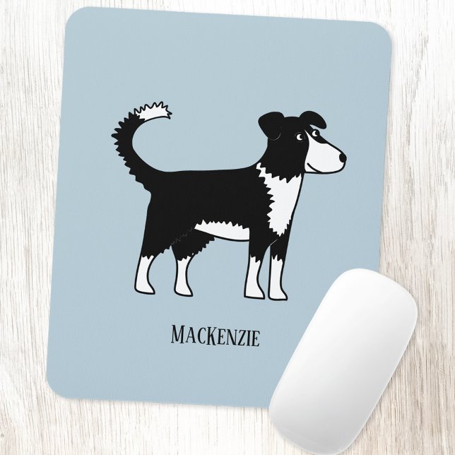 Welsh Border Collie Sheepdog Personalised Mouse Mat (Welsh Border Collie Sheepdog personalized name art mousemat)