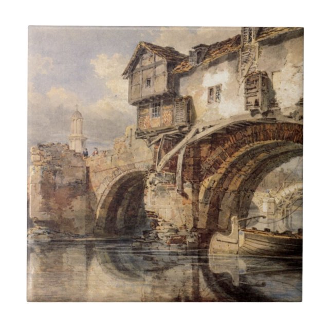 Welsh Bridge at Shrewsbury by William Turner Tile (Front)