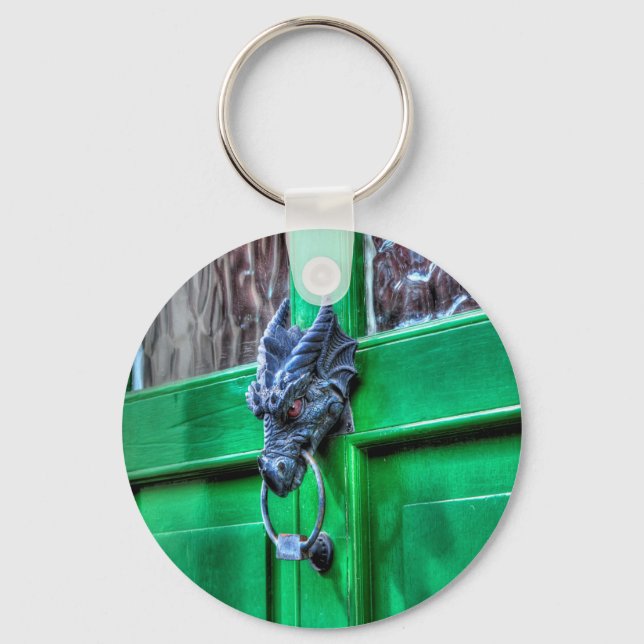 Welsh Cast Iron Dragon Head Door-knocker Key Ring (Front)