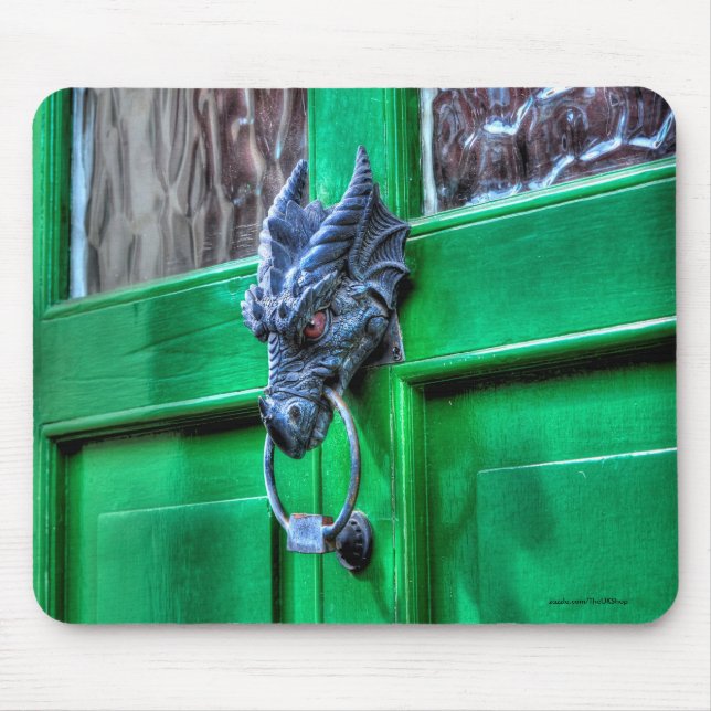 Welsh Cast Iron Dragon Head Door-knocker Mouse Mat (Front)