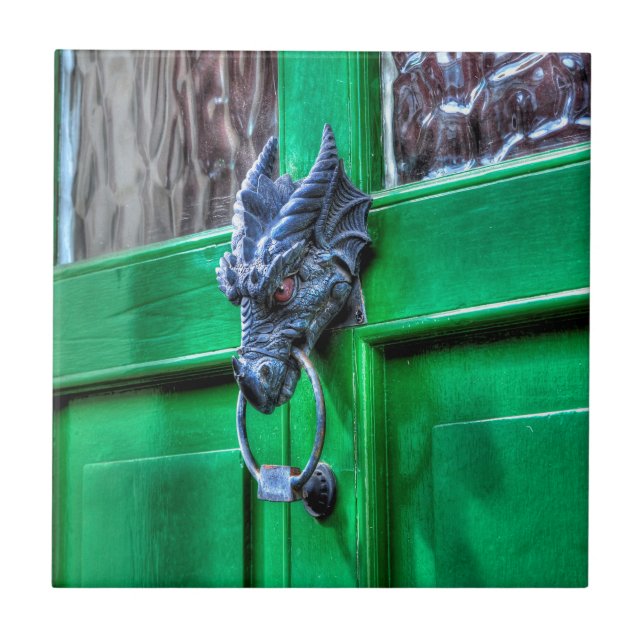 Welsh Cast Iron Dragon Head Door-knocker Tile (Front)
