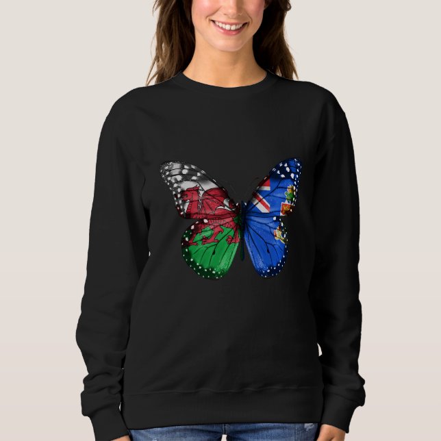 Welsh Caymanian Flag Butterfly Sweatshirt (Front)