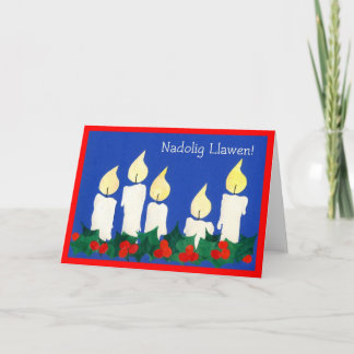 Welsh Christmas Candles Card