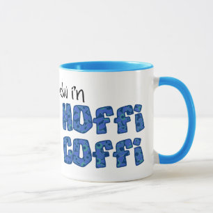 Welsh Coffee Mug: Hoffi Coffi, Dark Blue Floral Mug