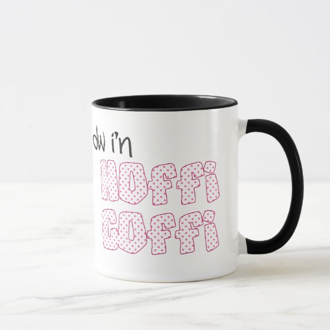 Welsh Coffee Mug: Hoffi Coffi, Pink Polka Dots Mug (Right)