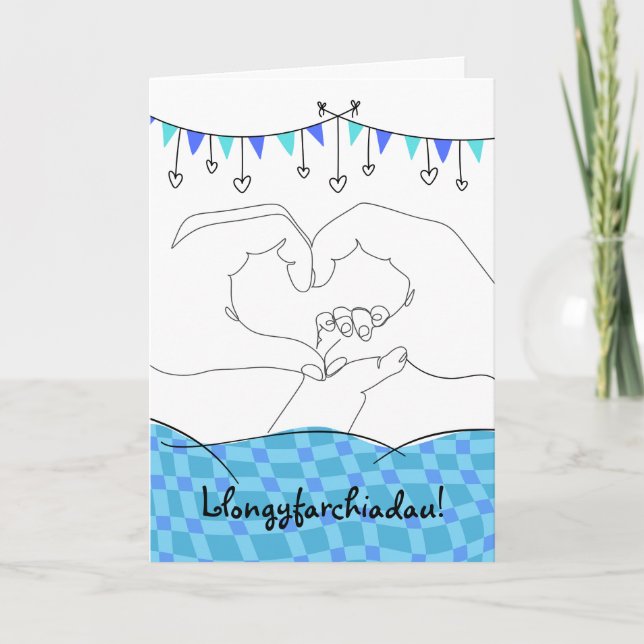 Welsh Congratulations on New Baby Boy Hands Card (Front)