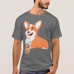 Welsh Corgi Adorable S Corgi Drinking Bubble Tea14 T-Shirt