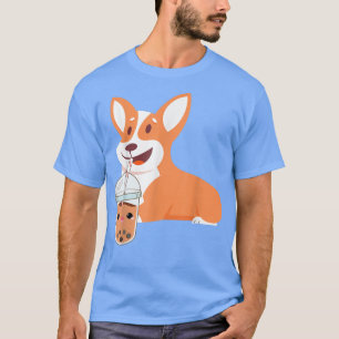 Welsh Corgi Adorable s Corgi Drinking Bubble Tea T-Shirt