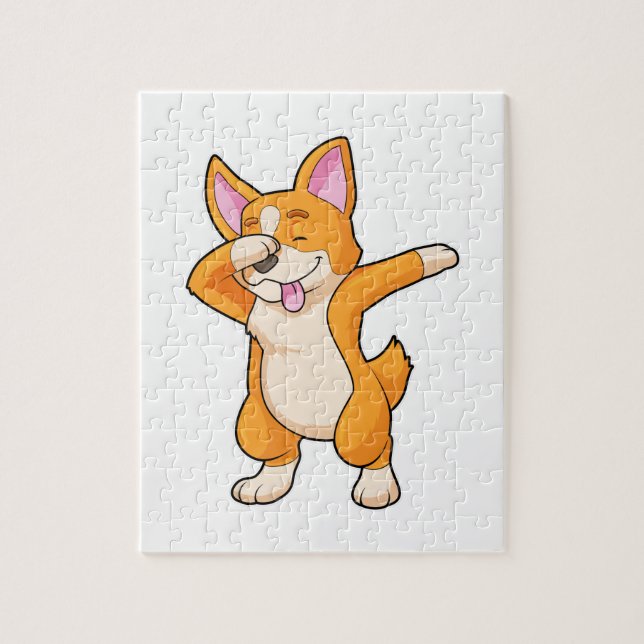 Welsh Corgi at Hip Hop Dance Dab Jigsaw Puzzle (Vertical)
