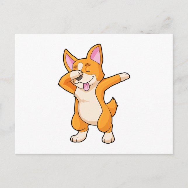 Welsh Corgi at Hip Hop Dance Dab Postcard (Front)