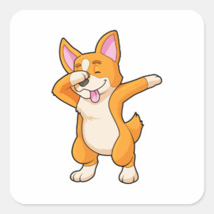 Welsh Corgi at Hip Hop Dance Dab Square Sticker