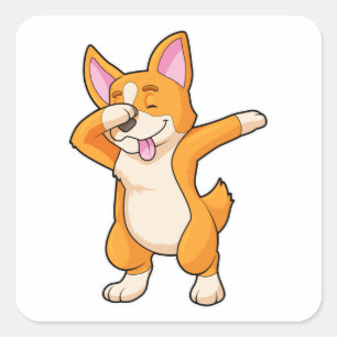 Welsh Corgi at Hip Hop Dance Dab Square Sticker