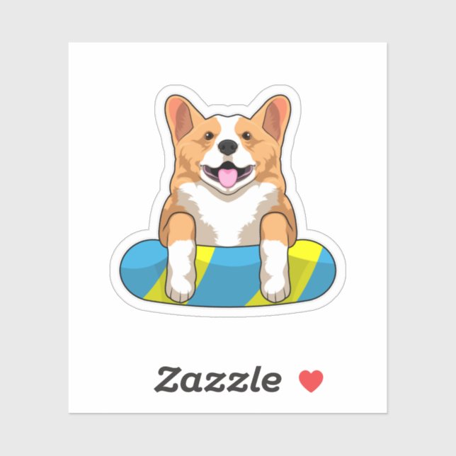 Welsh Corgi at Swimming with Swimming board (Sheet)