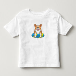Welsh Corgi at Swimming with Swimming board Toddler T-Shirt