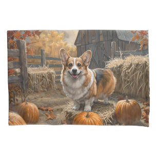 Welsh Corgi Autumn Pumpkin Farm Pillowcase