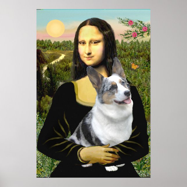Welsh Corgi (blue merle) - Moan Lisa Poster (Front)