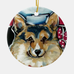 Welsh Corgi Cardigan Ceramic Tree Decoration