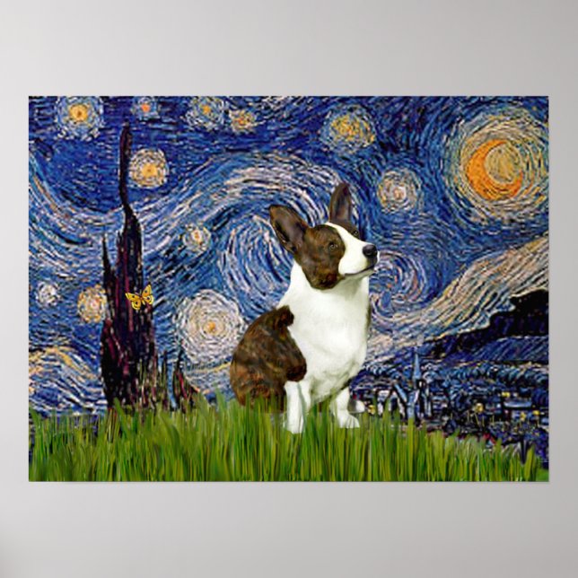 Welsh Corgi Cardigan  - Starry Night Poster (Front)