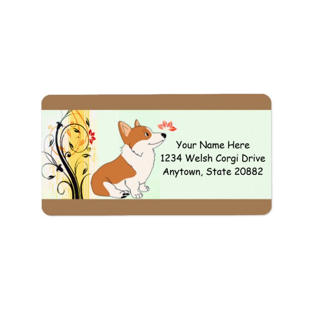 Welsh Corgi Cartoon Label (Front)