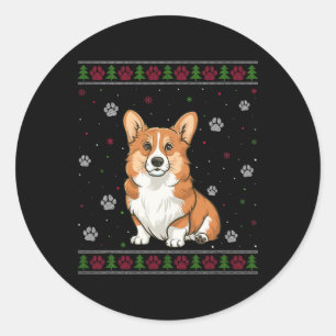 Welsh Corgi Christmas Sweater Xmas Pet Animal Dog  Classic Round Sticker