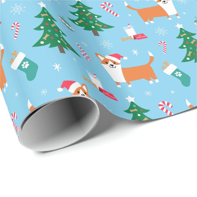 Welsh Corgi Christmas Wrapping Paper (Roll Corner)