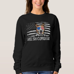 Welsh Corgi Dad American Flag 4th Of July Patrioti Sweatshirt