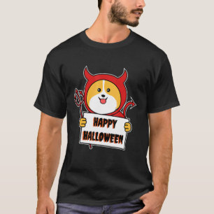 Welsh Corgi Devil Demon Costume Easy Dog Halloween T-Shirt
