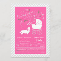 Welsh Corgi Dog Baby Shower Pink Girl