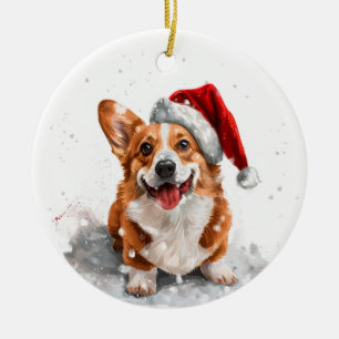 Welsh Corgi Dog Christmas Personalised Ceramic Tree Decoration
