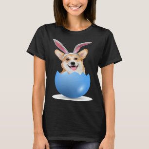 Welsh Corgi Dog Easter Bunny Coloured Egg Hunting T-Shirt