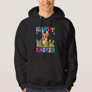 Welsh Corgi Dog Happy Easter Egg Hunt Bunny Ear Ea Hoodie