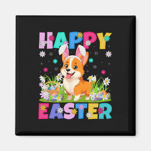 Welsh Corgi Dog Happy Easter Egg Hunt Bunny Ear Ea Magnet